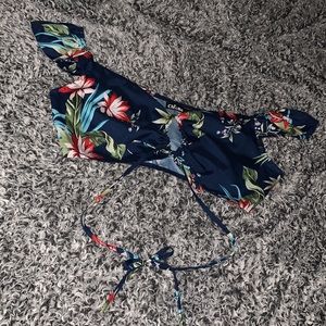 Blue flowered crop top